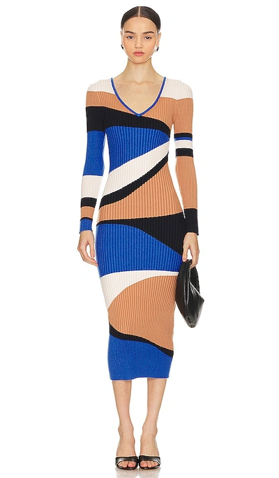 Shop Minkpink Edras Midi Dress In Brown & Blue Multi