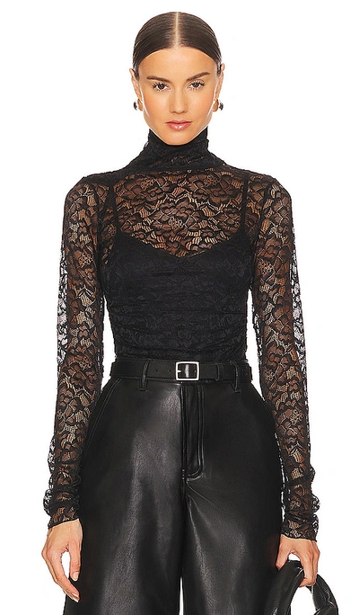 Simkhai Velora Floral-lace Bodysuit In Black