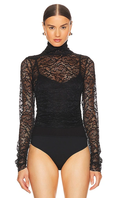 Simkhai Velora Floral-lace Bodysuit In Black