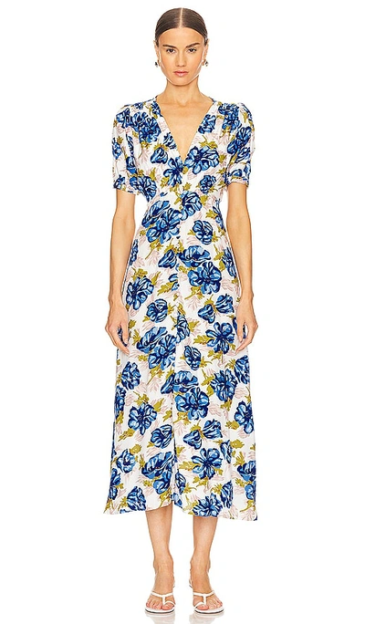 Shop Faithfull The Brand Bellavista Midi Dress In Isadora Floral Navy