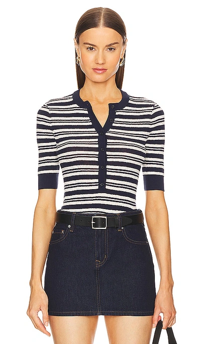 A.l.c Fisher Striped Button Top In Navy & White