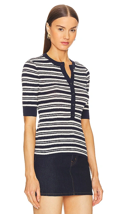 A.l.c Fisher Striped Button Top In Navy & White
