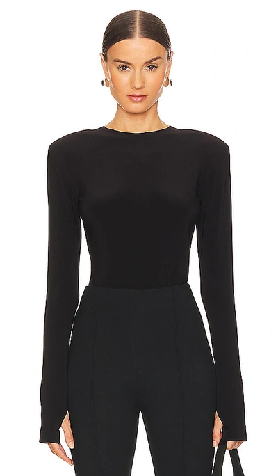 Shop Norma Kamali Shoulder Pad Top In Black