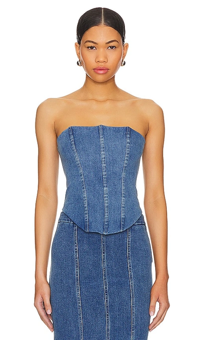Majorelle Luda Bustier Top In Washed Blue