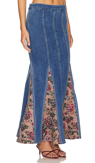 Shop Majorelle Luda Maxi Skirt In Washed Blue