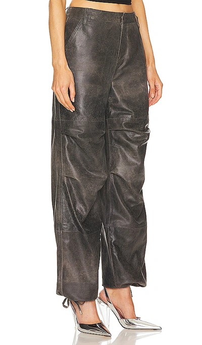 Shop Retroféte Tesla Leather Pant In Vintage Black