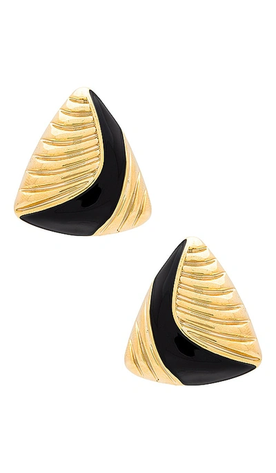 Shop Amber Sceats Triangle Earrings In Gold & Black