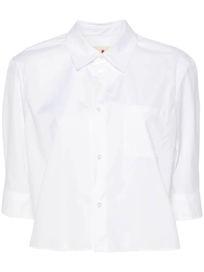 Shop Marni Logo-embroidered Poplin Shirt In Lily White