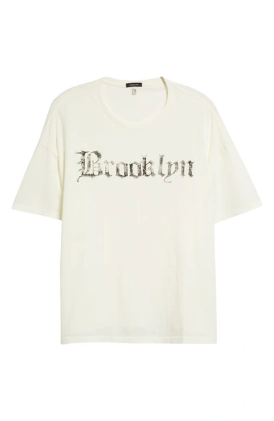 Shop R13 Brooklyn Boxy Seamless Cotton Graphic T-shirt In Ecru