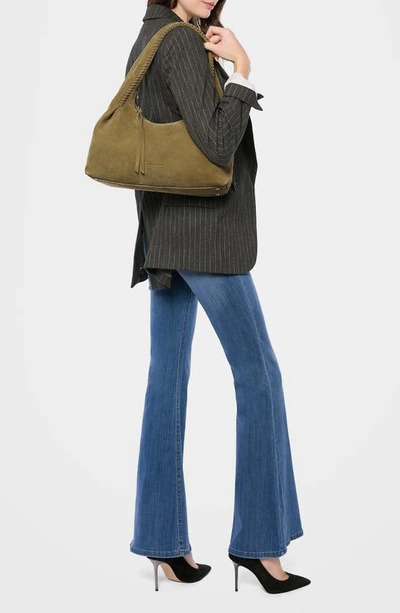 Shop Aimee Kestenberg Aura Leather Shoulder Bag In Soft Olive Nubuck