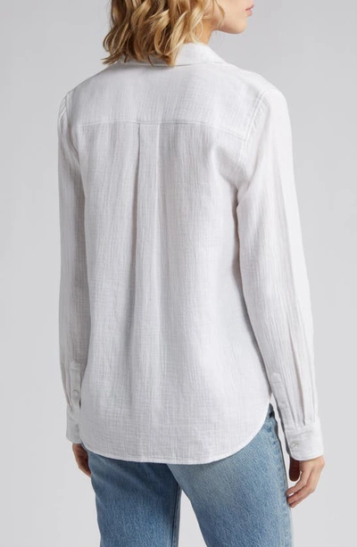 Caslon Casual Gauze Button-up Shirt In White