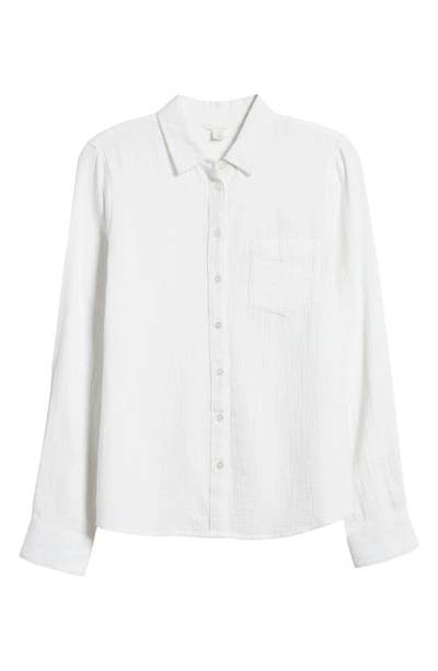 Caslon Casual Gauze Button-up Shirt In White