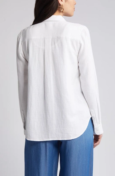 Shop Caslon (r) Casual Gauze Button-up Shirt In White
