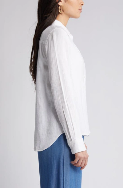 Shop Caslon (r) Casual Gauze Button-up Shirt In White