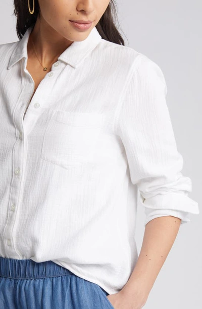 Shop Caslon (r) Casual Gauze Button-up Shirt In White