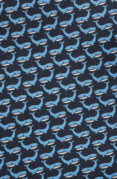 Shop Zegna Ties Quadri Silk Whale Tie In Navy