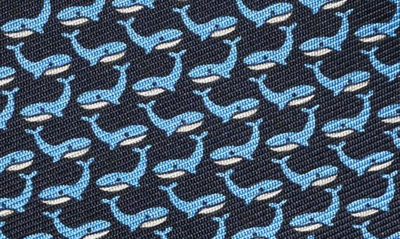 Shop Zegna Ties Quadri Silk Whale Tie In Navy