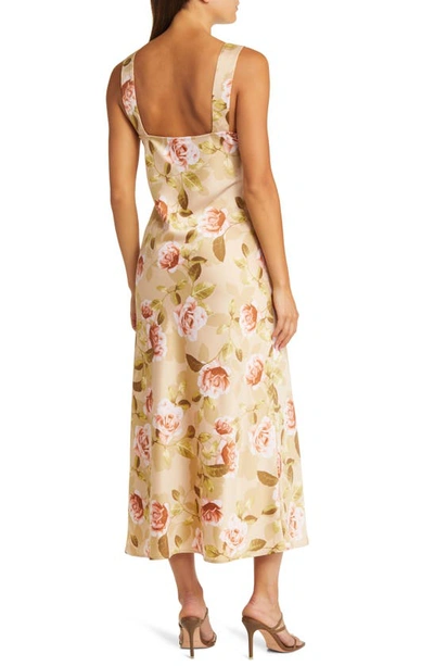 Wayf Lace Satin Slipdress In Champagne Roses