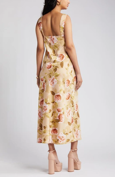 Wayf Lace Satin Slipdress In Champagne Roses