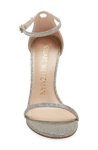 Shop Stuart Weitzman Nudistsong Ankle Strap Sandal In Platinum New Noir