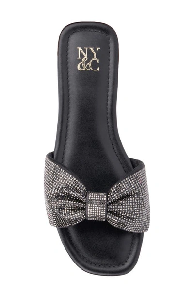 New York And Company Karli Rhinestone Slide Sandal In Black