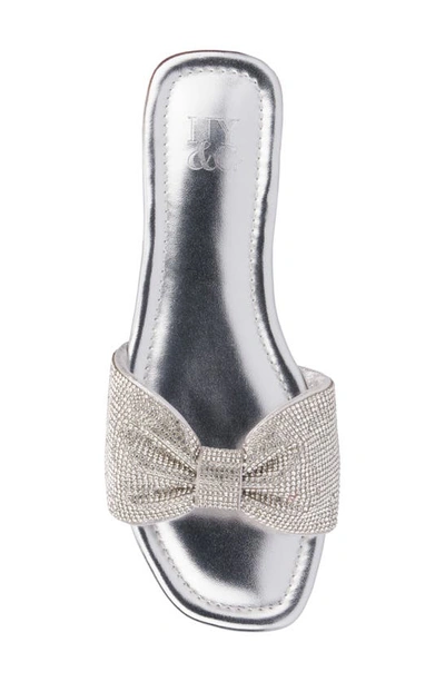 Shop New York And Company Karli Rhinestone Slide Sandal In Silver