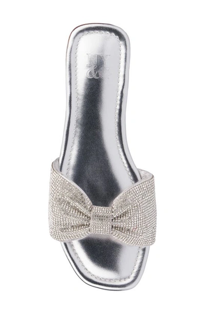 New York And Company Karli Rhinestone Slide Sandal In Silver