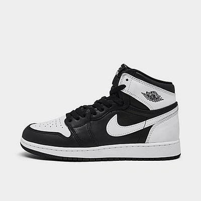 Shop Nike Big Kids' Air Jordan Retro 1 High Og Casual Shoes In Black/white/white
