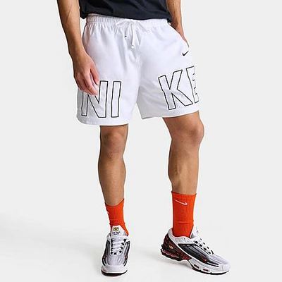 Shop Nike Men's Sportswear Embroidered Woven Flow Shorts In White