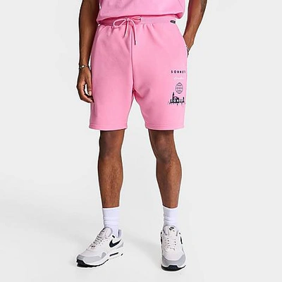 Shop Supply And Demand Sonneti Men's London Stack Graphic Shorts In Pink/navy/white