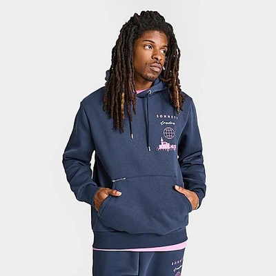 Shop Supply And Demand Sonneti Men's London Stack Graphic Hoodie In Navy/pink/white