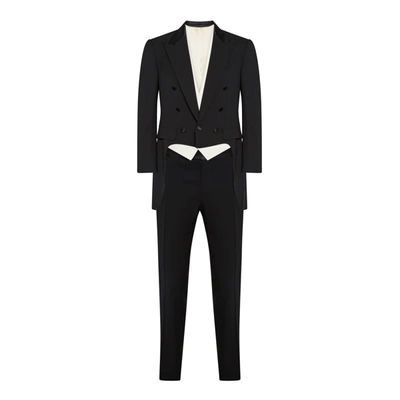 Shop Dolce & Gabbana Wool Frac Suit In Black