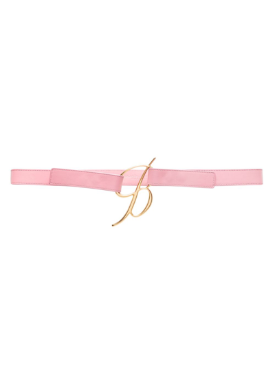 Shop Blumarine Pink Logo-buckle Leather Belt