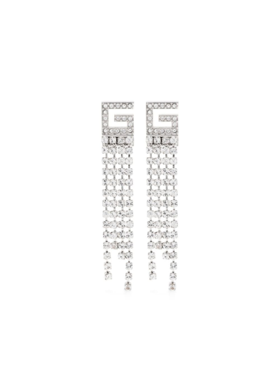 Shop Gucci Palladium-tone Square G Crystal Earrings In Silver