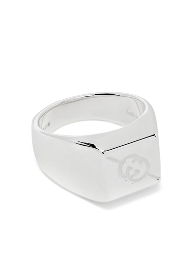 Shop Gucci Sterling Silver Diagonal Interlocking G Ring