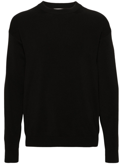 Shop Auralee Black Super Hard Twist Ribbed-knit Sweater