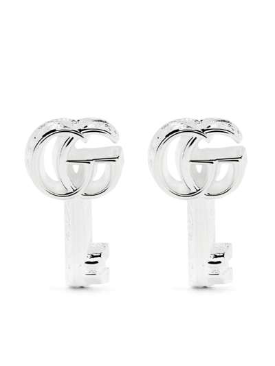 Shop Gucci Sterling Silver Gg Marmont Earrings