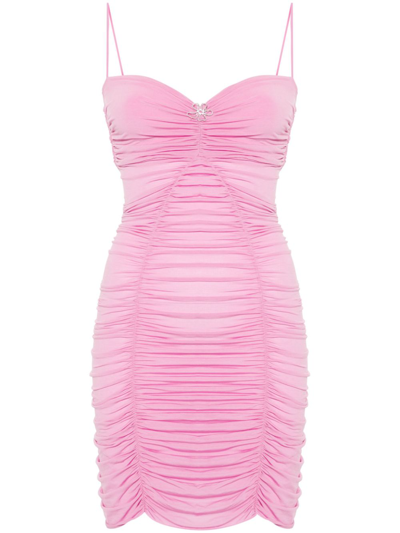 Shop Margherita Maccapani Pink Elena Ruched Mini Dress