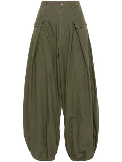 Shop R13 Jesse Cropped Tapered Trousers - Women's - Cotton In Green