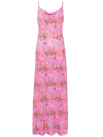 Shop Margherita Maccapani Pink Ita Floral-print Maxi Dress