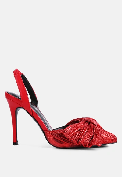 Shop London Rag Kiki High Heeled Bow Slingback Sandals In Red
