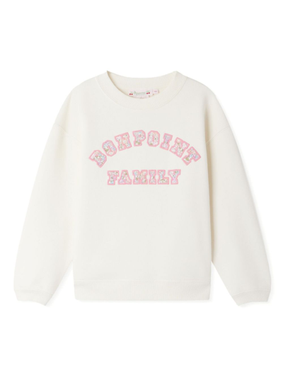 Shop Bonpoint White Tayla Embroidered Cotton Sweatshirt