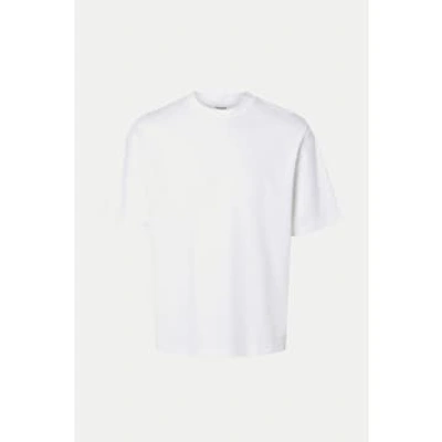 Shop Selected Homme White Relax Oscar Tee