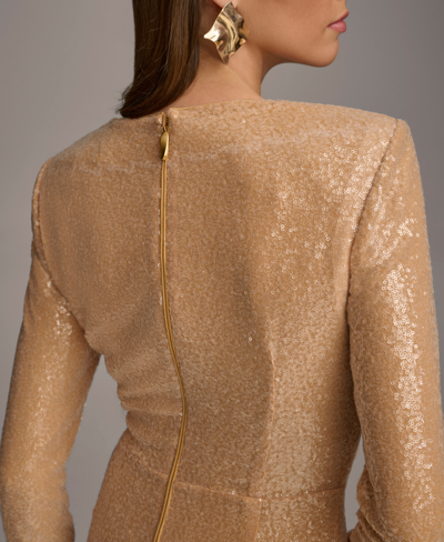Shop Donna Karan Women's 3/4-sleeve Sequin Sheath Dress In Fawn