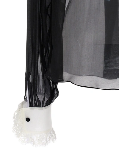 Shop Dolce & Gabbana Contrast Plastron Shirt Shirt, Blouse White/black