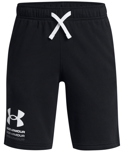 Shop Under Armour Big Boys Rival Moisture-wicking French Terry Shorts In Black,castlerock