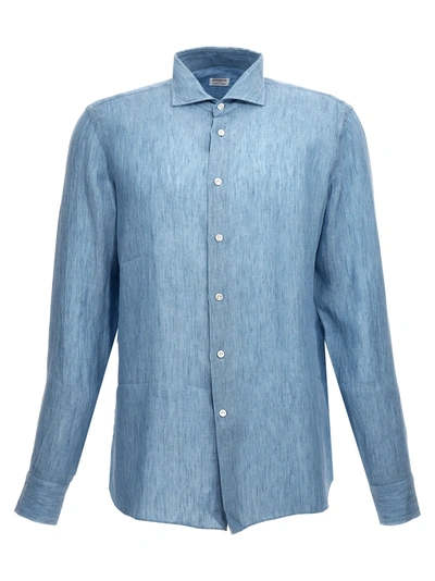 Shop Borriello Linen Shirt Shirt, Blouse Light Blue