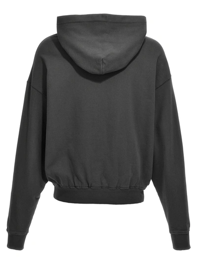 Shop Dolce & Gabbana Logo Print Hoodie Sweatshirt Gray
