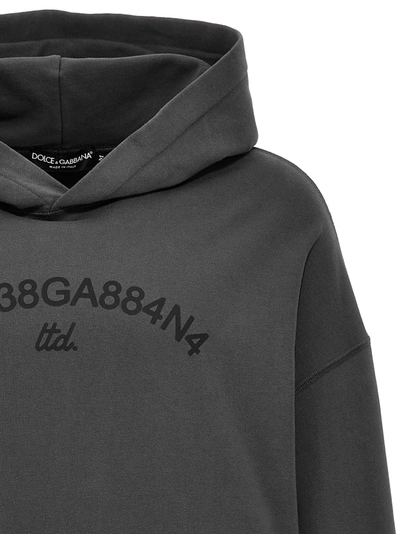 Shop Dolce & Gabbana Logo Print Hoodie Sweatshirt Gray
