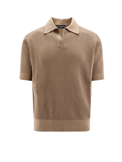 Shop Dolce & Gabbana Ribbed Cotton Polo Shirt